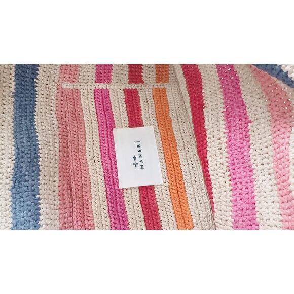 Manebi Stripped Raffia Summer Tote Bag natural one size - Picture 8 of 10